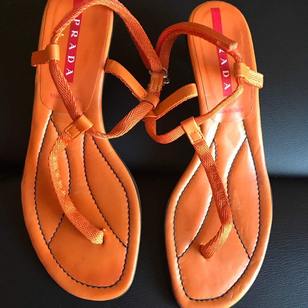 Prada Orange Sandals 38 1/2